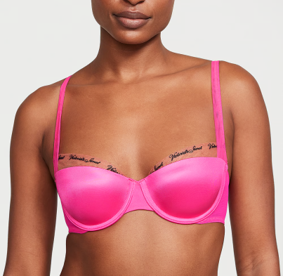 Бюстгальтер Victoria's Secret Smooth Logo Embroidery Lightly Lined Balconette Bra Hot Pink