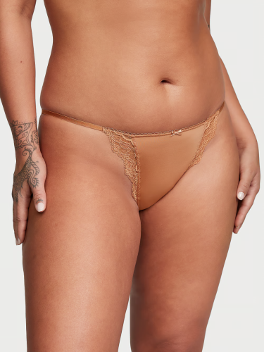 Трусики Dream Angels Lace-Trim String Bikini Panty Toffee Victoria's Secret