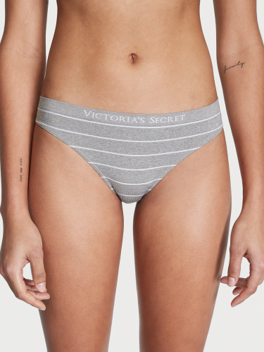 Трусики Victoria's Secret Seamless Thong Panty Heather Grey Stripes