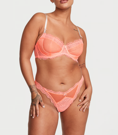 Комплект Dream Angels Wicked Lace Unlined Bra & Thong Panty Neon Nectar
