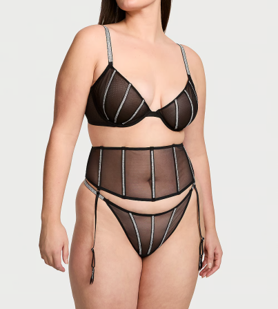 Комплект Sheer Shine Low-Cut Demi Bra & Thong Panty Black