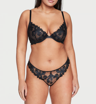 Комплект Very Sexy Satin Ziggy Glam Floral Embroidery Bra Black