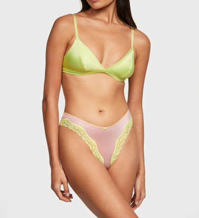 Комплект Tease Wireless Triangle Bralette & Thong Panty Limeade