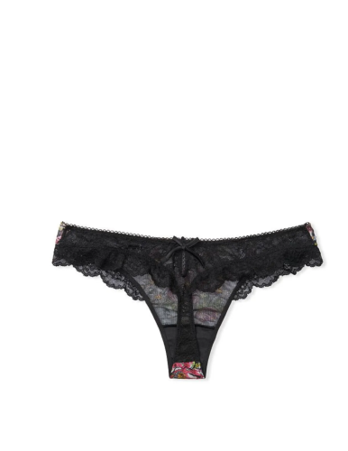 Трусики Dream Angels Floral Embroidery Thong Panty Black