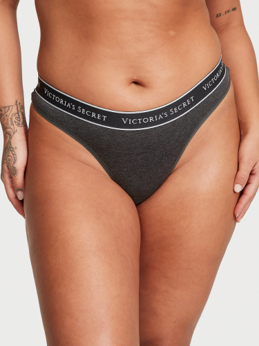 Трусики Logo Cotton Thong Panty Charcoal Grey