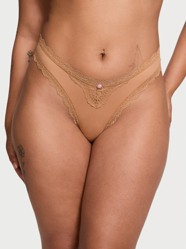 Трусики Dream Angels Lace Brazilian Panty Lace Trim Toffee