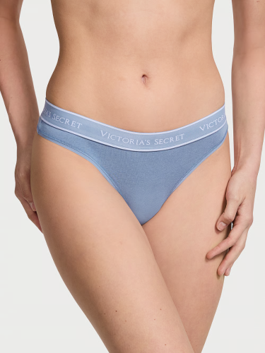 Трусики Logo Cotton Thong Panty Faded Denim