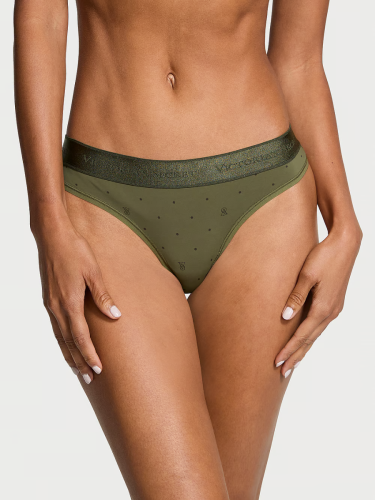 Трусики Logo Micro Thong Panty Olive Logo Dots