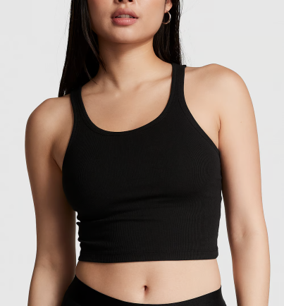 Топ в рубчик Pink Rib Crop Tank Top Black