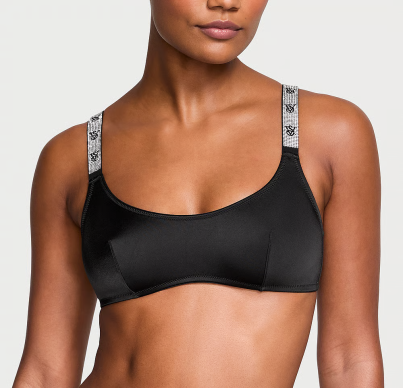 Комплект Shine Strap Scoop Bralette & Brazilian Panty Black