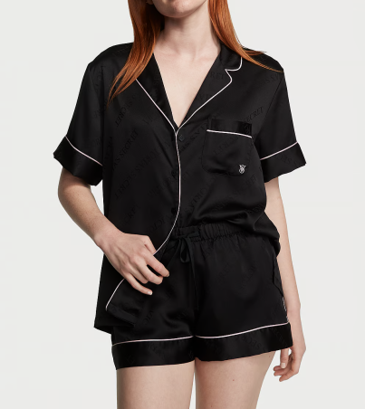 Піжама сатинова Satin Short Pajama Set Black від Victoria's Secret