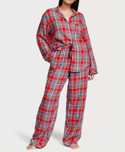 Піжама Flannel Long Pajama Set Lipstick Beauty Plaid від Victoria's Secret