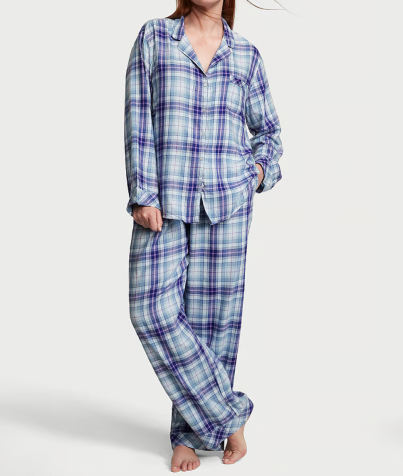 Піжама Flannel Long Pajama Set Ballad Blue Pop Plaid від Victoria's Secret