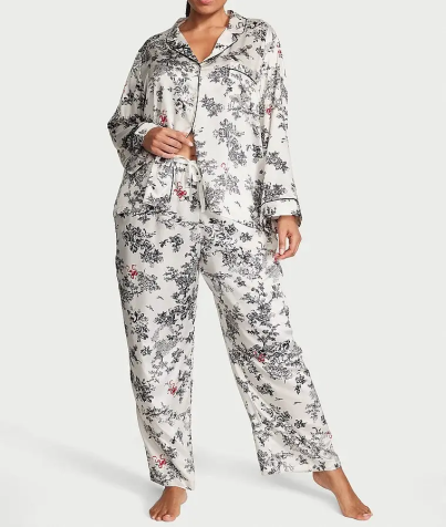 Піжама сатинова Satin Long Pajama Set White Porcelain Toile Victoria's Secret