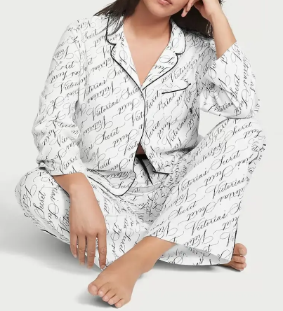 Піжама Flannel Long Pajama Set White Vs Script від Victoria's Secret