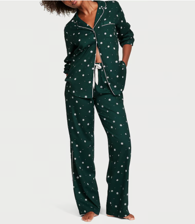 Піжама Flannel Long Pajama Set Black Ivy Snowflakes від Victoria's Secret