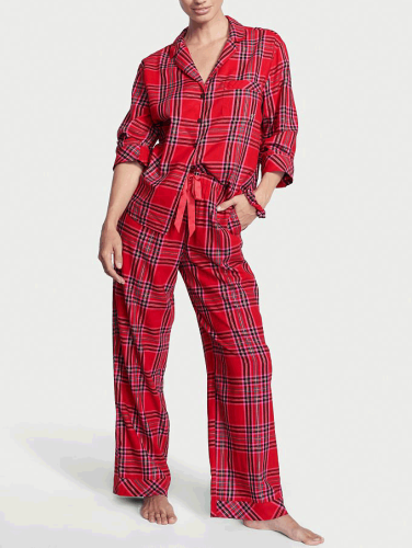 Піжама Flannel Long Pajama Set Lipstick Plaid