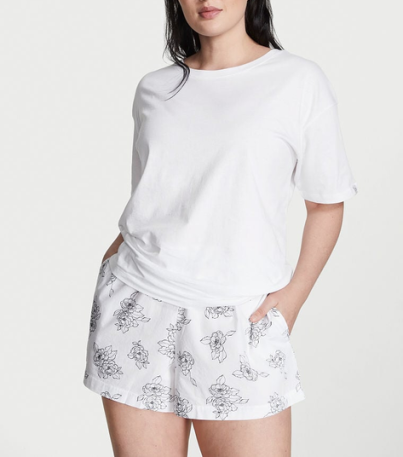 Піжама Cotton Sleep Shirt Short Set White Floral Victoria's Secret