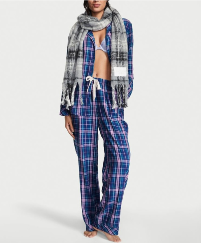 Піжама Flannel Long Pajama Set Lilac Plaid від Victoria's Secret