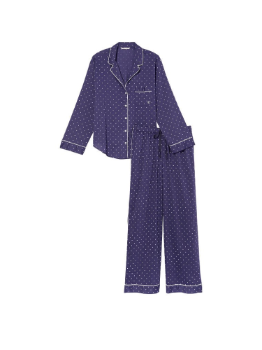 Піжама Cotton Long Pajama Set Valiant Purple Pin Dot від Victoria's Secret