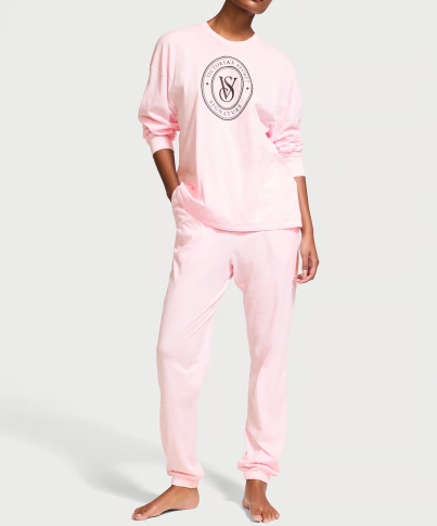 Піжама Cotton Long Pajama Set Heather Pink Petal