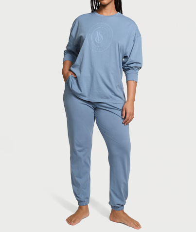 Піжама Cotton Long Pajama Set Faded Denim