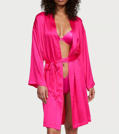 Сатиновий халат Satin Midi Robe Hot Pink