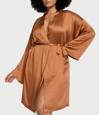 Сатиновий халат Satin Midi Robe Caramel