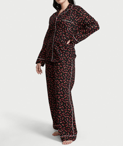Піжама Cotton Long Pajama Set Black Strawberry