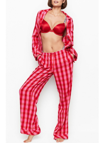 Піжама Flannel Long Pajama Set Pink Plaid