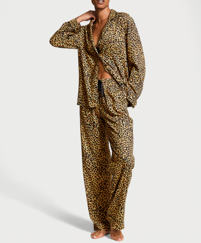 Піжама Flannel Long Pajama Set Safari Gold Leopard
