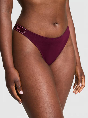 Трусики Logo Cotton High-Leg Thong Panty Wild Rose