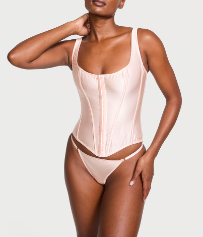 Комплект шовковий Classic Silk Corset Set Pink