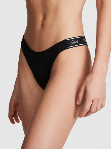 Трусики Logo High-Leg Thong Panty Black