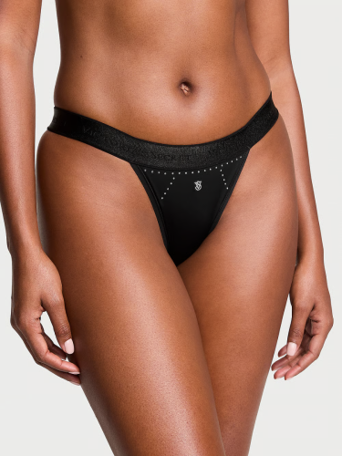 Трусики Logo Micro Shine Patch Tanga Panty Black