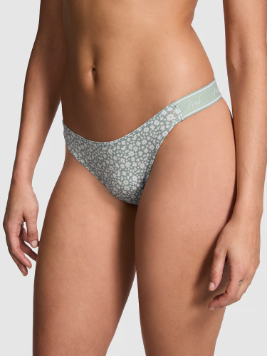 Трусики Logo Cotton High-Leg Thong Panty Iceberg Green Floral Print
