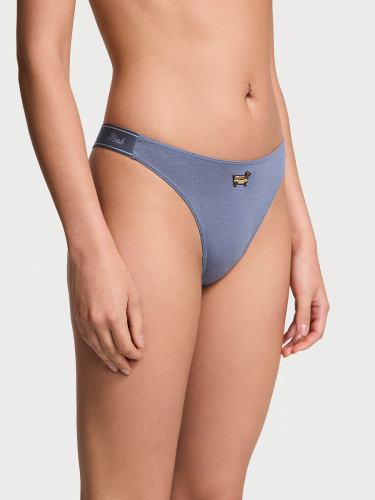 Трусики Logo Cotton High-Leg Thong Panty Dusty Iris Hot Dog Graphic