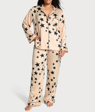 Піжама сатинова Satin Long Pajama Set Stars