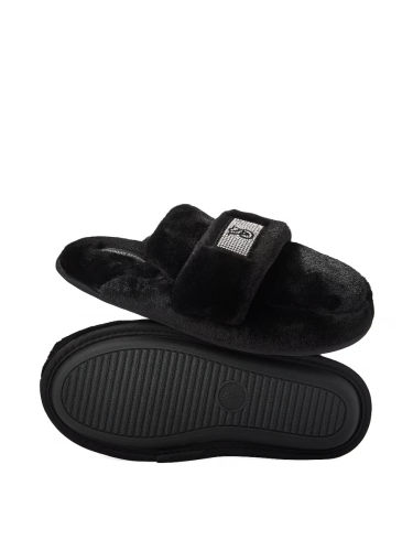 Домашні тапочки Closed Toe Faux Fur Slipper Black Bling