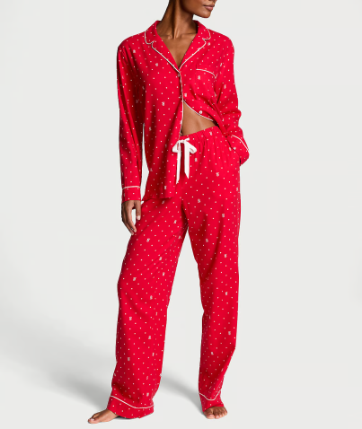 Піжама Flannel Long Pajama Set Lipstick Logo Dots