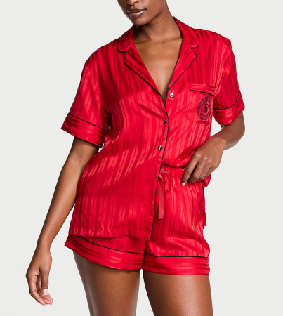 Піжама сатинова Satin Short Pajama Set Red Stripe