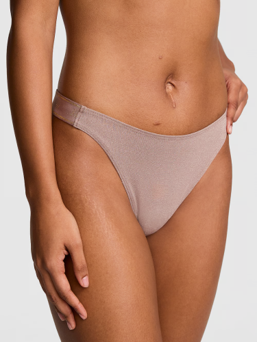 Трусики Logo Cotton Shimmer High-Leg Thong Panty Iced Coffee Sparkle Knit