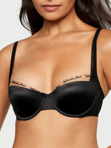 Бюстгальтер Victoria's Secret Smooth Logo Embroidery Lightly Lined Balconette Bra Black