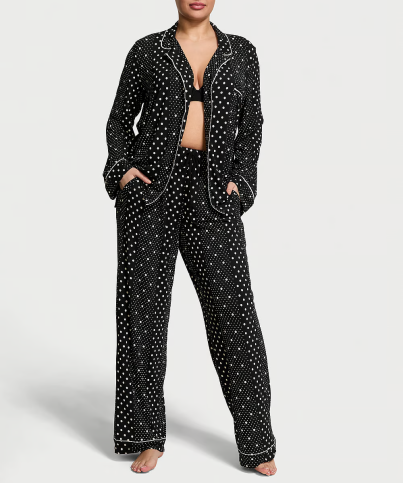 Піжама Modal Long Pajama Set Purest Black Dot Stripes