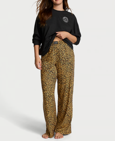 Піжама Flannel Long-Sleeve Tee-Jama Set Safari Gold Leopard