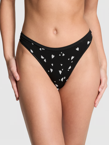 Трусики Seamless High-Leg Thong Panty Black Heart Print