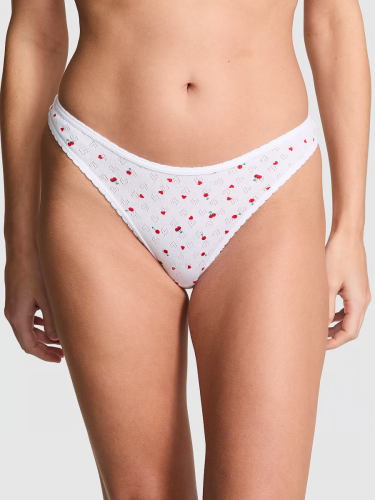 Трусики Cotton Thong Panty White Cherry Heart Print
