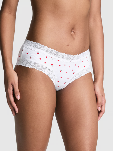 Трусики Wink Lace-Trim Cheeky Panty White Cherry Heart Print