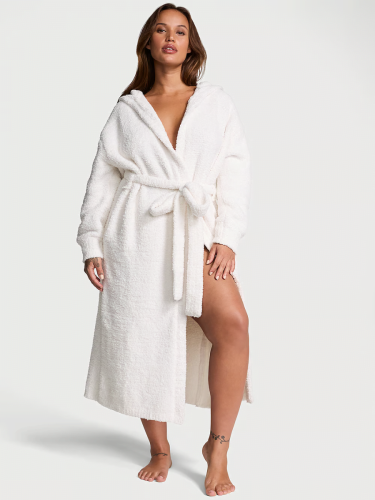 Халат довгий Chenille Hooded Long Robe White