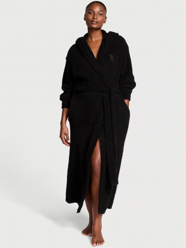 Халат довгий Chenille Hooded Long Robe Black